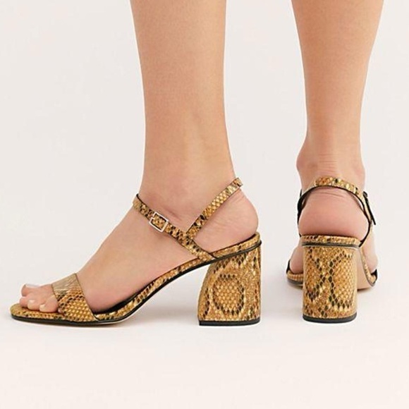 Free People Liv Block Heel Sandals in Snake Print - Picture 2 of 10
